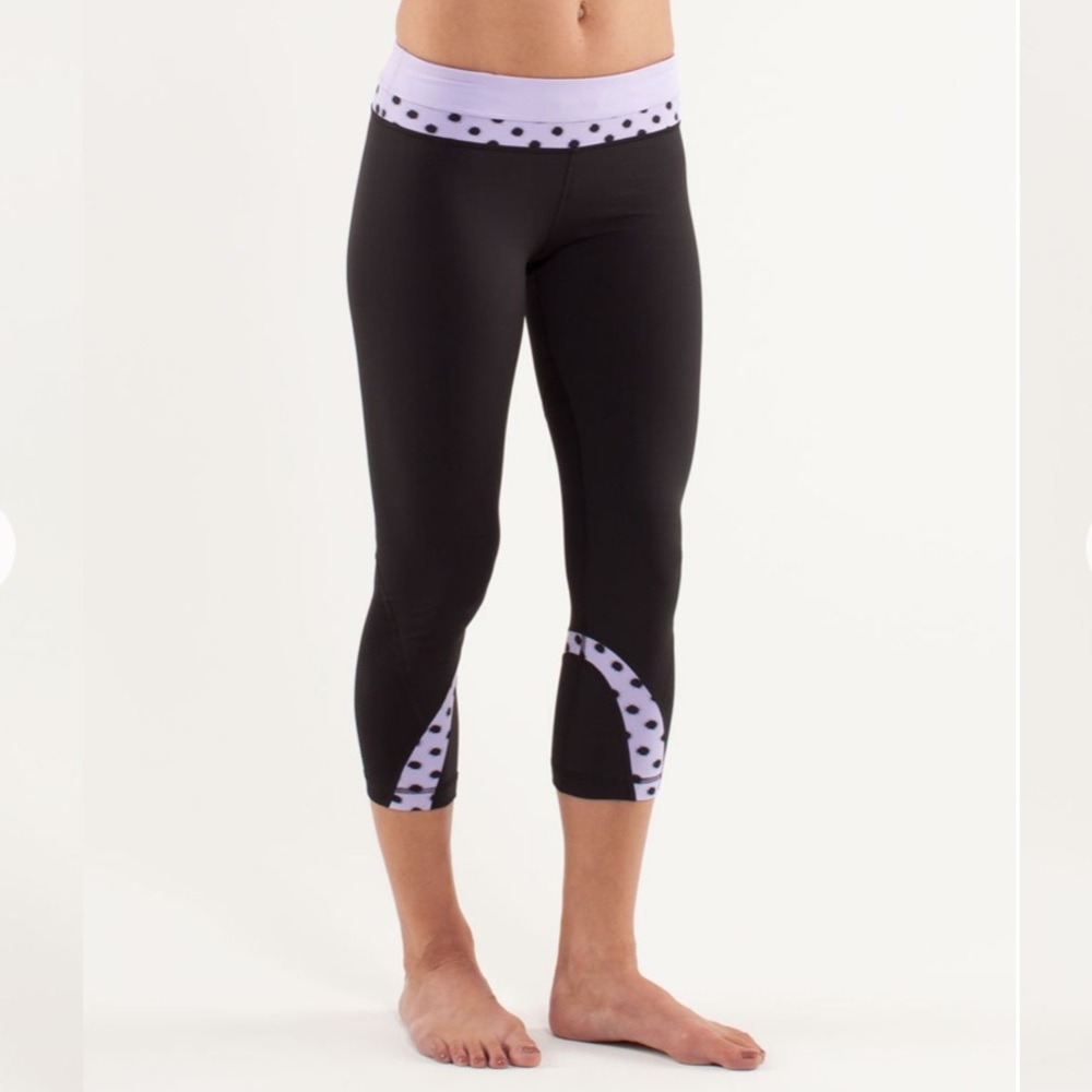 Lululemon Run: Inspire Crop II Lilac / High Noon Dot Lilac leggings 6